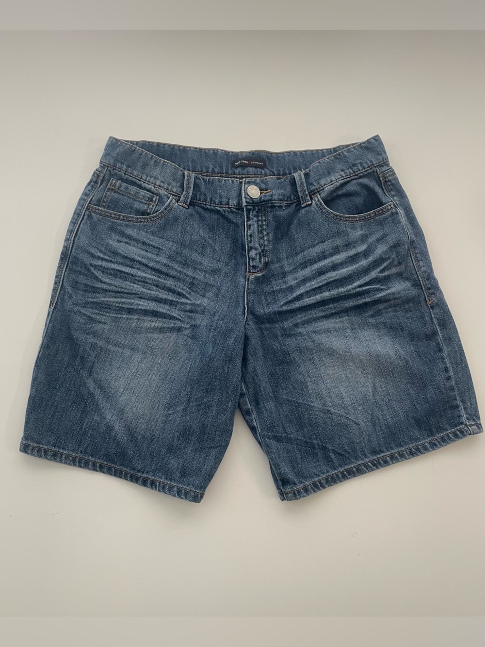 New York & Company Blue Denim Shorts with Contrast Stitching